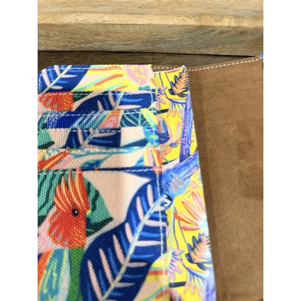 Women's Canvas ID/Document Holder Multicolor Floral Bird Print